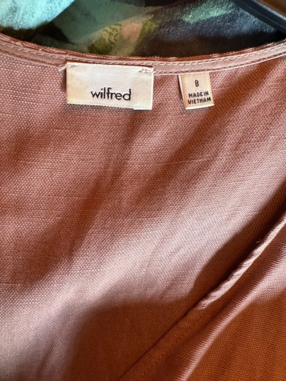 Artizia Wilfred jumper, wrap front, size 8, nutmeg, cutout